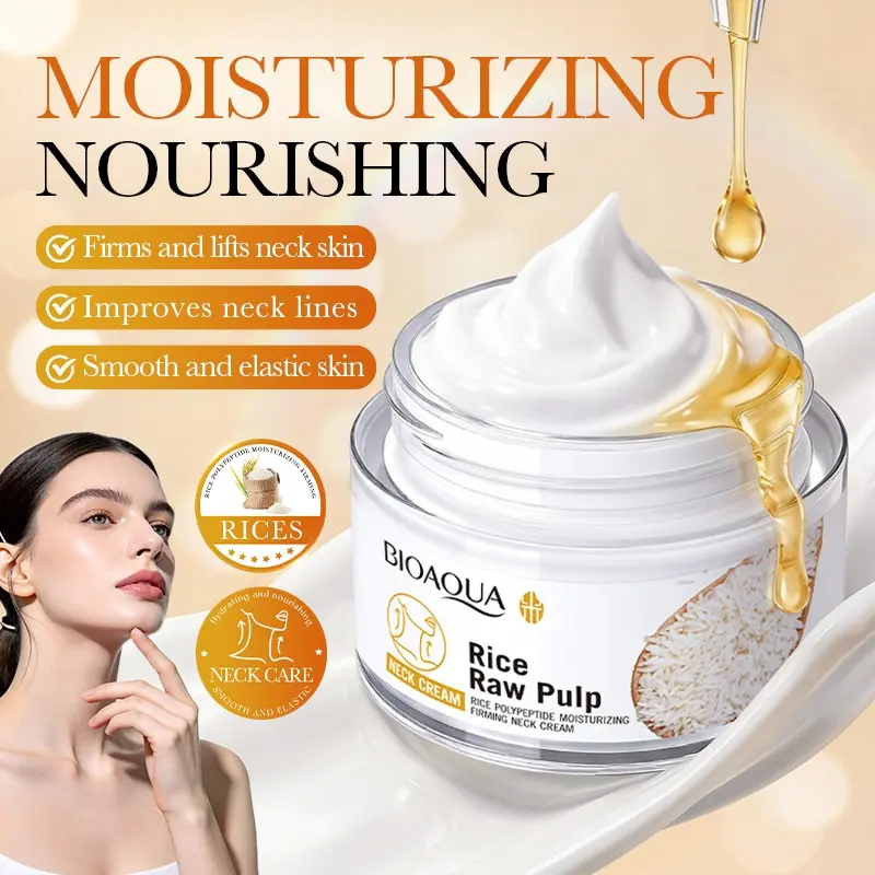 Bioaqua Rice Peptide Neck Cream, Moisturizer, Fades Neck Wrinkles, Removes Facial Fine Lines, Tightening Lifting, Moisturizing Hydrating, Beauty Products