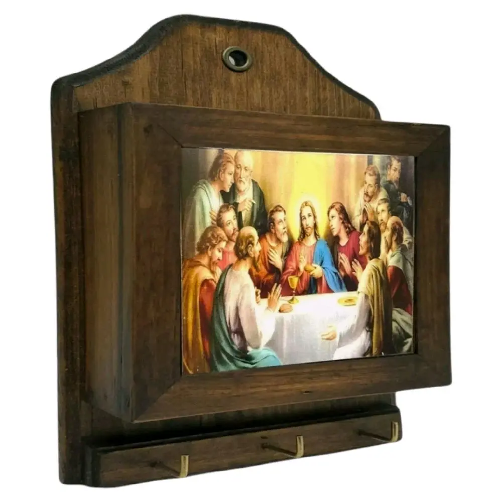 Ultima Cena 10"×6"  Porta Llave Fino Key and Mail Holder Last Supper Made in Mexico Religious Wall Decor Para Poner el Correo Plaque