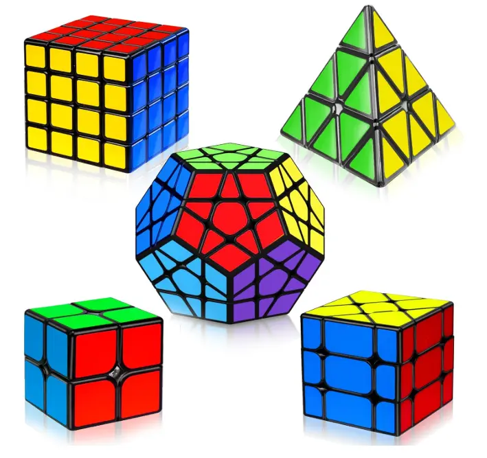 5 Pack Speed Cube Set (2x2 3x3 4x4 Megaminx Pyraminx) with Manual | Back to School STEM Brain Teaser Toy Gift for Kids & Adults | Premium Smooth & Durable Magic Puzzle Cubes