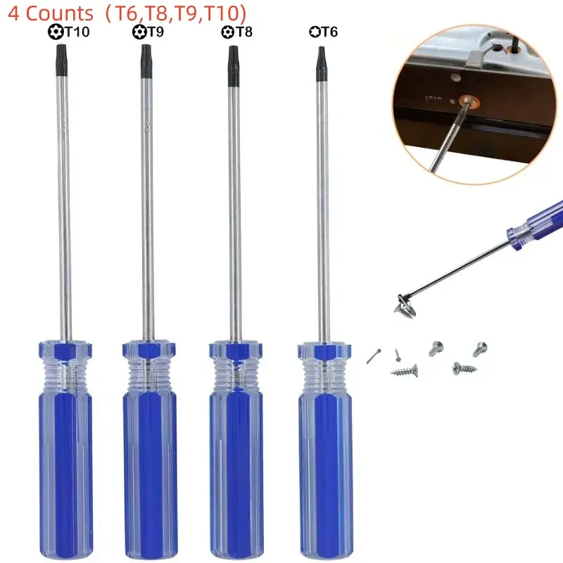 4-Piece T6-T10 Torx Screwdriver Set, Portable Repair Tool Kit for Macbook, Laptops, Hdds, Ps Series & Xbox Controllers, Computer Screwdriver Kit