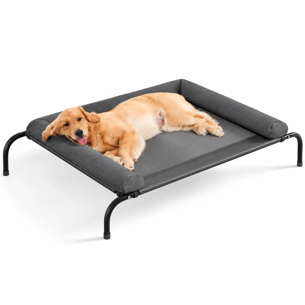 Cooling Elevated Dog Bed for Large Dogs, Portable Indoor & Outdoor Raised Dog Bed with Breathable Mesh, Chew Proof Pet Hammock Cots with Removable and Waterproof Bolsters, Elevated Dog Bed, Raised Dog Bed, Cooling Dog Bed