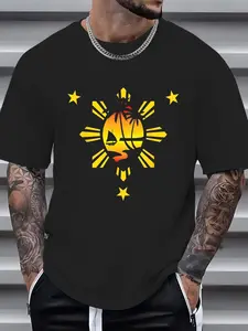 100% Cotton Guamanian Filipino Guam Philippines Mashup T-Shirt Gift T-Shirt Casual Short Sleeve Shirt, Western Outfits Shirts Men's Graphic Tees Top