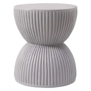 Spire 15" Wide Round Side Fiberstone Table With Hourglass Design