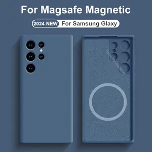 Silicone Magnetic Phone Cases For Magsafe For Samsung Galaxy S24 S23 S22 S21 Ultra Plus Accessories Wireless Charge Soft Cover