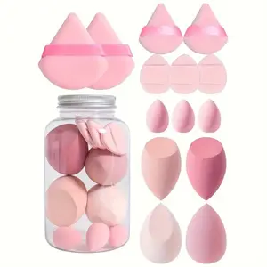 14PCS Makeup Sponge Set with Storage Jar – Multi-Shape Beauty Blenders for Flawless Foundation, Concealer & Powder Application large Shaped Versatile Makeup Sponges