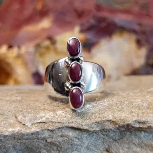 Purple Spiny Oyster Shell Triplet Ring by G.A.C. GJ-RNG-0183 Size 6