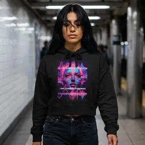 I Am Limitless Frequency Cropped Hoodie | Neon Skull Wave Graphic