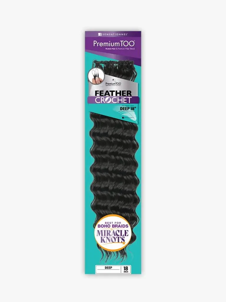 Sensationnel Premium Too Feather Crochet Deep Wave 18 Inch Human Hair Blend Braiding Hair