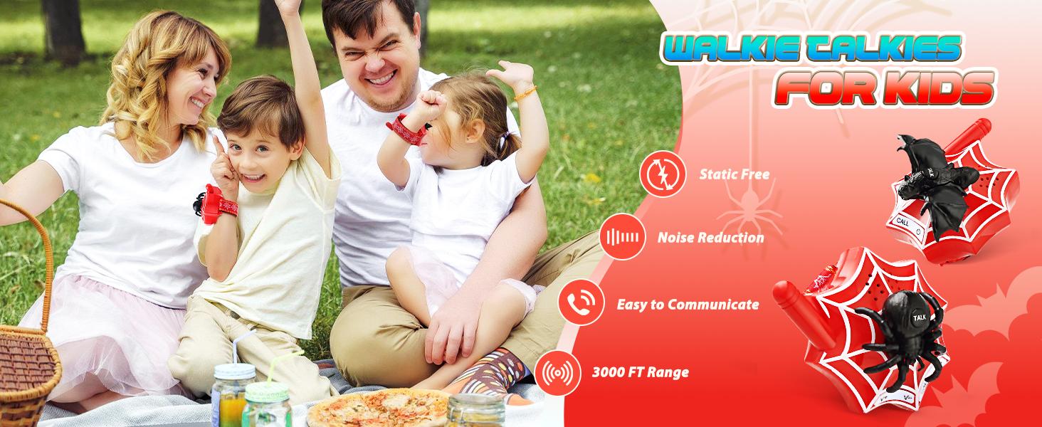 Fygurso Dinosaur Walkie Talkies for Kids, 3280 Ft 3 Channel Two-Way Walkie Talkies Dinosaur & Spider 2 Pack Audio Spy Device Multicolor