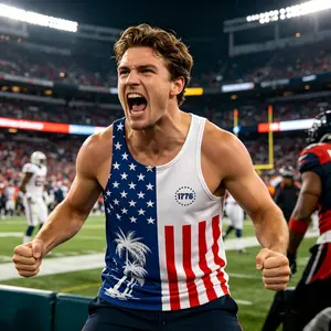 USA Flag Palm Tree Crew Neck Men's Shirt | Tropical Patriotic Sleeveless Shirts | Fitness Training Menswear Tank Top