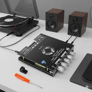 TDA7498E 160W Bluetooth 5.0 Stereo Amplifier Board, 2.1 Channel Audio Amp with Bass Treble Control, AUX/USB Input, Supports Subwoofer, DC 15-36V Power Supply for Home Car Audio Projects, Audio Amplifier Module