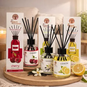 130ml Reed Diffuser Set with Sticks, Long Lasting Home Fragrance, Natural Rattan Stick Diffuser, Glass Bottle Aromatherapy for Living Room Bedroom Bathroom Office Home Decor Gift