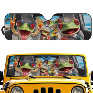 Funny Frog Family Car Windshield Sunshade | UV Block & Heat Protection Auto Sun Visor | Beach Trip & Summer Road Trip Car Accessory | TikTok Car  Decor for US Drivers | Universal Fit for Most Cars, SUVs,  Trucks | Cool  Auto Interior Decor for Men & Women