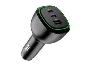 Alogic 165W Car Charger USB-C USB-A ports fast charging for laptops, tablets, and smartphones with 1m cable - 165W high-power car adapter with multiple ports, suitable for charging larger devices