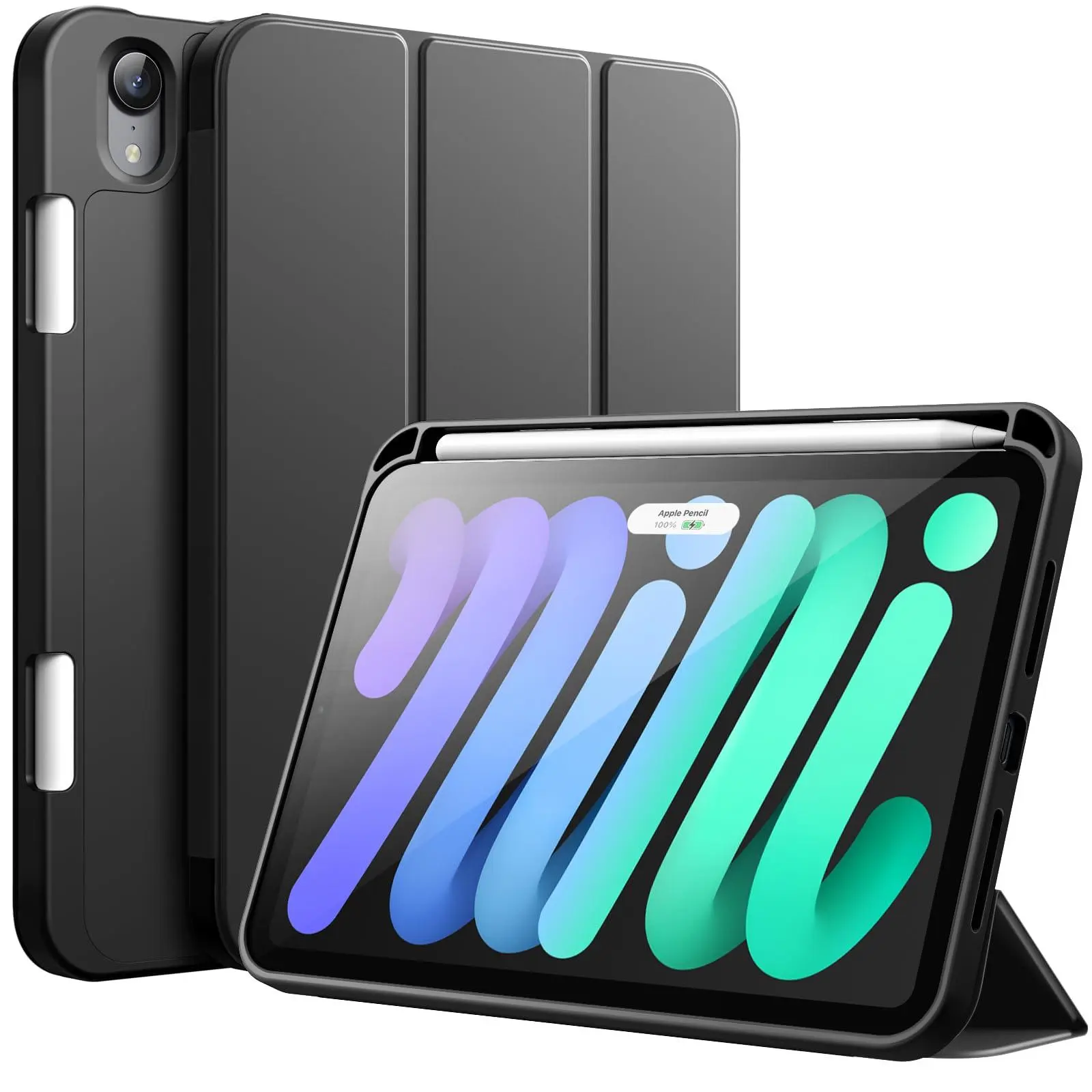 JETech Case for iPad mini (A17 Pro, 2024 Model, 7th Generation) / mini 6 (2021 Model, 6th Generation), Slim Tablet Cover with Soft TPU Back, Auto Wake/Sleep