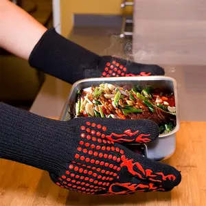 1 PC Universal Anti-Slip Heat Resistant Oven Gloves, Fireproof High Temperature Protective Mitts for Kitchen Cooking Barbecue