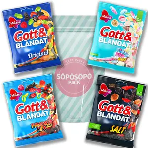 Mixed Gummy Licorice Set 4 Flavor Packs Chewy Licorice Gummy Candies Sweets Candy Box Sweden in a SOPOSOPO Box (Total 4 items) SÖÖSÖÖ