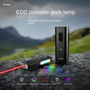 Pocket-sized rechargeable EDC multi-functional flashlight: 800 lumens mini keychain flashlight with three-color side lights, perfect for camping and everyday carry.