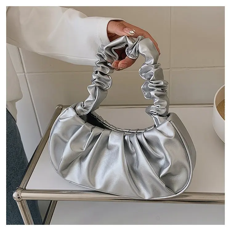 Elegant Ruched Hobo Handbag  - Minimalist Underarm Bag with Chic Design for Everyday Use Shoulder Bag