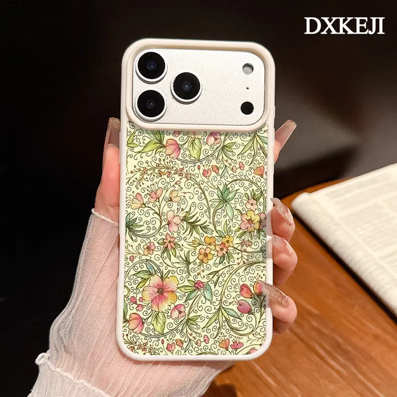 Pastel Vintage Floral Scroll Pattern Premium Magnetic Phone Cases for iPhone 17 Air 16 15 14 Pro Max 13 12 11 Plus Smartphone Shockproof Protection Acrylic Cover Cellphone Protective magsafe magnetic case Resistance Casing