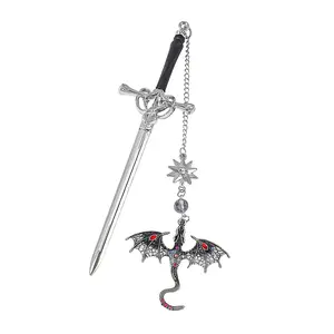 1 Count Dragon Fantasy Sword Bookmark - Durable Alloy with Golden & Silver Pendant | Perfect Gift for Book Lovers, Readers & Fantasy Fans | Whimsical Accessory for Bookworms | Sturdy Bookmark for All Your Reading Adventures