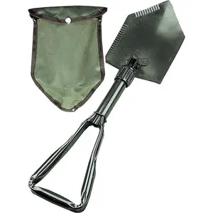 Olive Drab - Heavy Duty Deluxe Tri-Fold Shovel with Cover