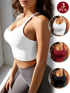 3-Pack Hollow Back Sports Bras, Workout Bra, Essential for Women's Fitness and Yoga, Comfortable and Stylish Activewear, Women Workout Clothes