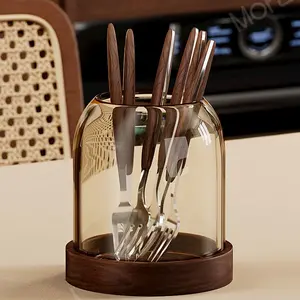 1 Set Stainless Steel Fork Glass Jar Household Kitchen Dessert Cake Fruit Pick Fruit Fork Storage Jar Set Dessert Forks, Suitable for Weddings, Banquets, Gifting, Birthdays