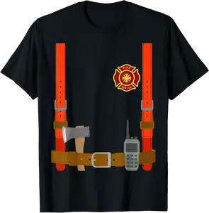 Firefighter Costume Halloween Fireman Uniform T-Shirt - Ananavar Shop 67B0FPGLMC7M