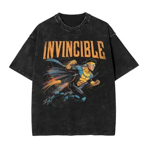 Omni Man Invincible Comic Washed T Shirts Streetwear Hip Hop Vintage T-Shirt  9Tee Shirt Men Women Short Sleeve Oversize Printed