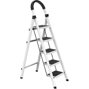5 Step Folding Ladder, Portable and Compact, Anti-Slip Multi-Use Household Step Ladder for Home, Kitchen, Office, and Garage – Easy Storage, Sturdy and Durable