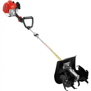 Gas Powered Tiller Cultivator, 51.7CC 2-Stroke Handheld Tiller Cultivator Gas Powered Engine Rototiller Garden Tool for Lawn, Garden and Field Soil Cultivation