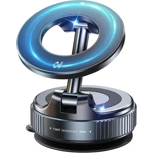 Upgraded 360 Adjustable Vacuum Magnetic Phone Holder Stand, Foldable Suction Cup Mount For MagSafe, Hands-Free Magnetic Car Phone Mount, Cell Phone Holder For Car/Gym/Mirror