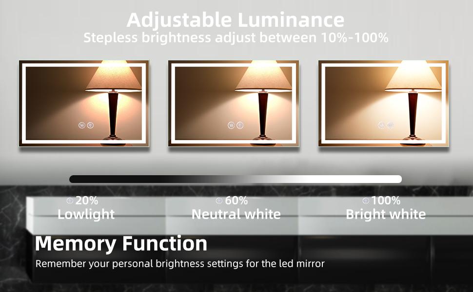 【GARVEE】LED Bathroom Mirror, 24x40Inch Front and Backlit, 3 Colors Dimmable, CRI>90 Double Lights, Enhanced Anti-Fog, Wall Mount Lighted Mirror, Horizontally/Vertically Mounted