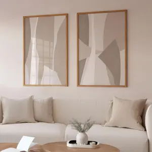 Warm Neutral Abstract Wall Art – Set of 2 Organic Aesthetic Prints, Trendy Minimalist Posters for Modern Room Decor, Unframed