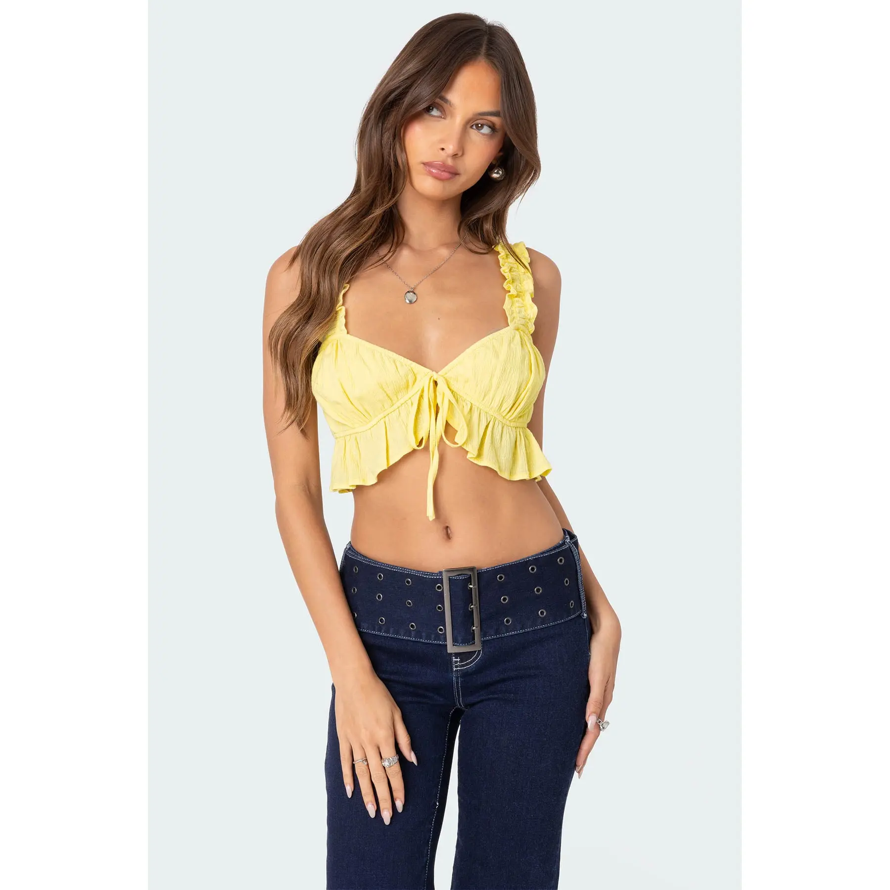 Tie Front Ruffled Top
