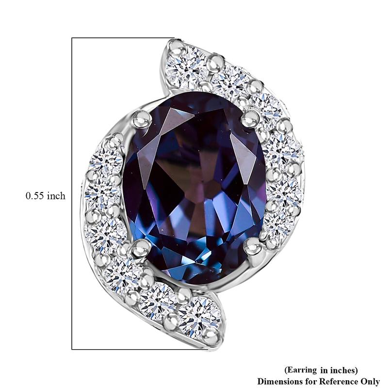 Certified & Appraised AAA Luxuriant Lab Grown Alexandrite and G-H SI Lab Grown Diamond 3.73 ctw Earrings in 10K White Gold Christmas Gifts