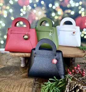 Festive Faux Leather Gift Card Holder - Eco-Friendly Secret Santa Bag for Holiday Presents