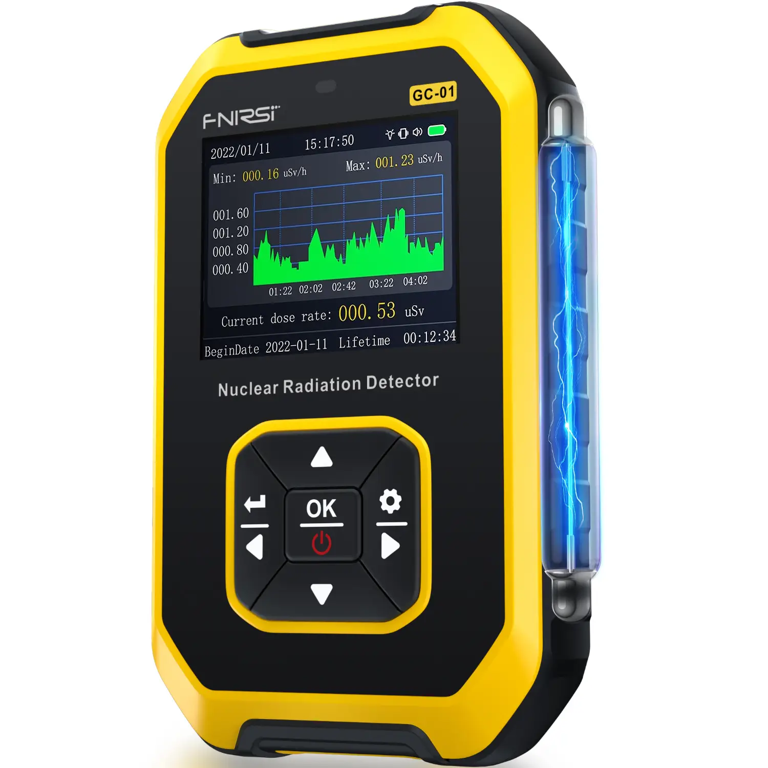 FNIRSI GC-01 Geiger Counter Nuclear Radiation Detector Personal Dosimeter X-ray γ-ray β-ray Radioactivity Tester Marble Detector