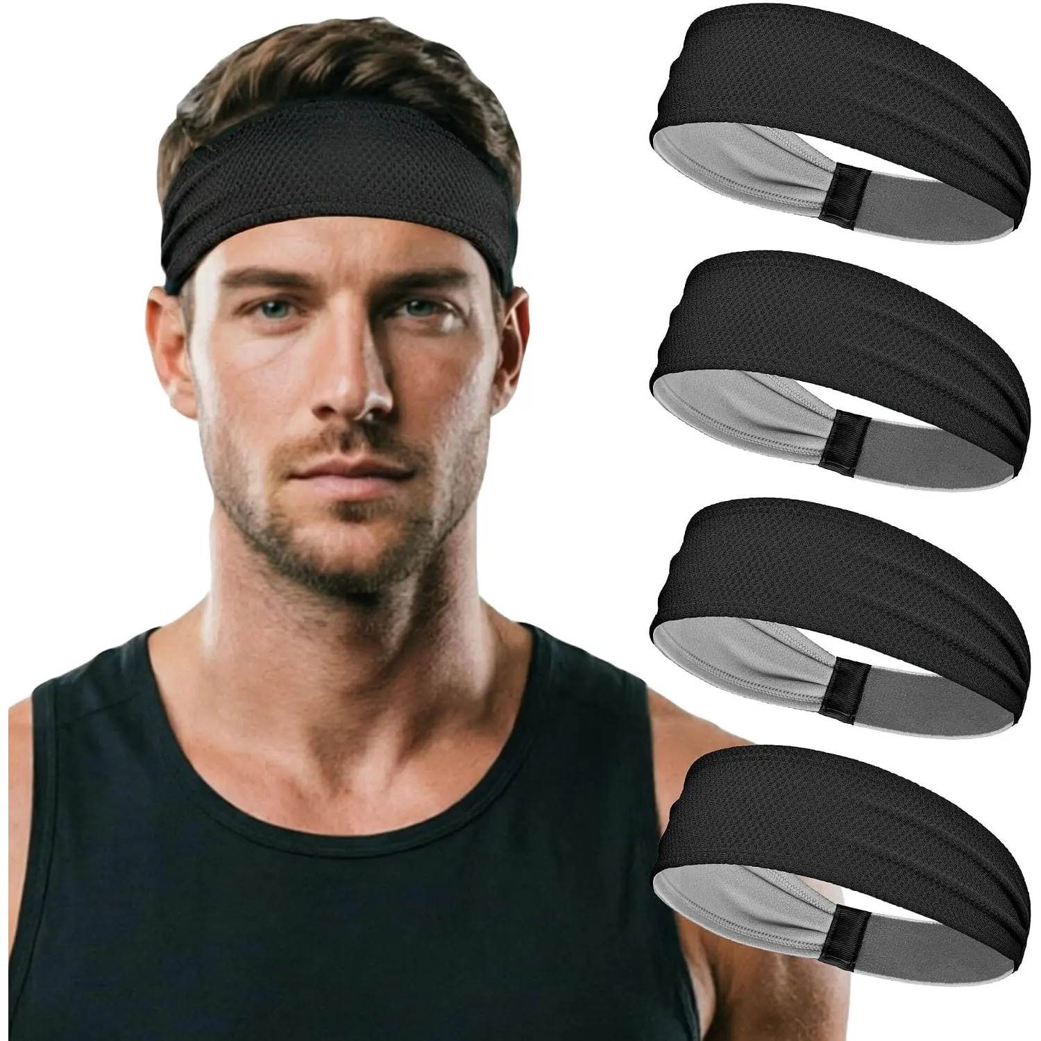 Sports Headband Sweat Wicking Running Headband Non Slip Athletic Workout Hair Band for Men Women