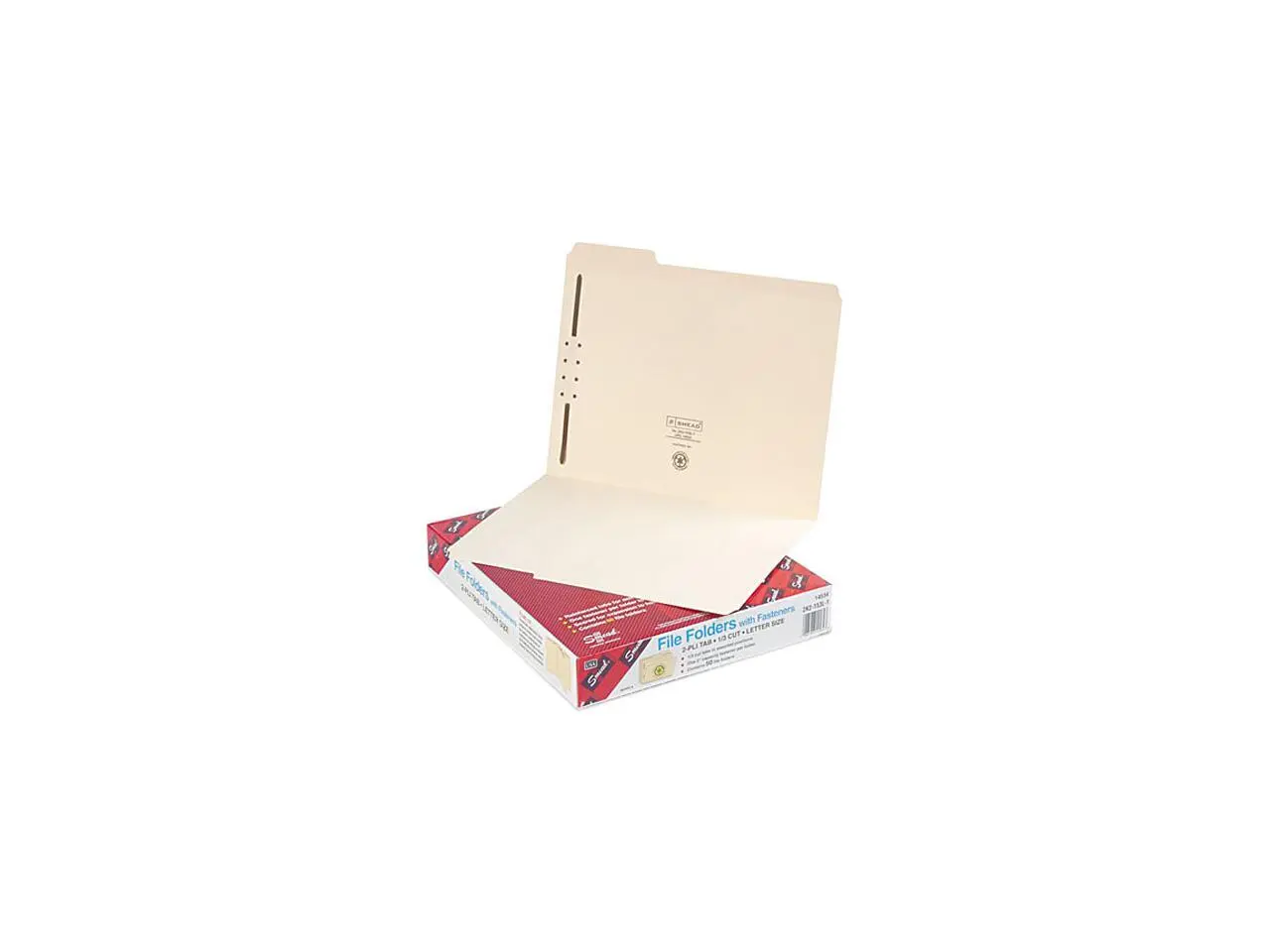 Smead 14534 Folders, One Fastener, 1/3 Cut Assorted, Top Tab, Letter, Manila, 50/Box