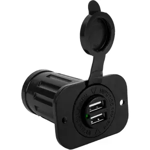 Marine Waterproof Dual Port USB Power Socket, 12V-24V, UV-Stabilized ABS Plastic, Easy Installation, with LED Power Indicator for Sport Pontoon Fishing Boats - FO3656