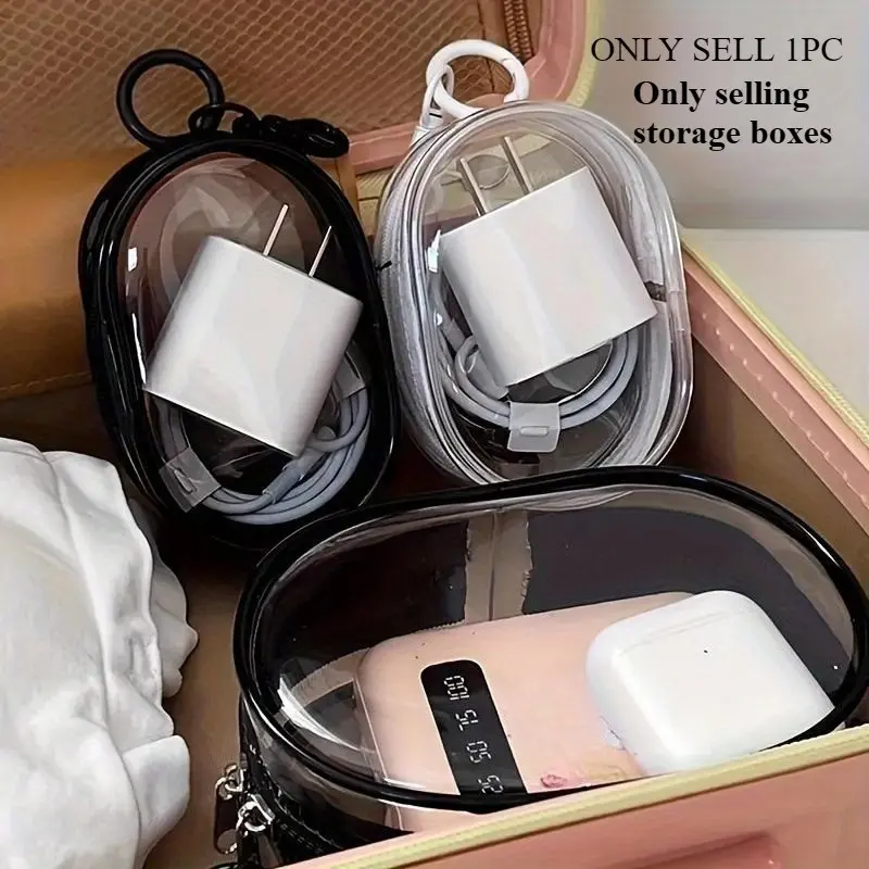 Ultra-Portable Mini Clear Zipper Storage Bag - Headphone Pouch, Space-Saving Electronic Organizer for Earphones, Headphones & Chargers, Versatile with Handy Keychain Loop - Crystal Clear Travel Accessory