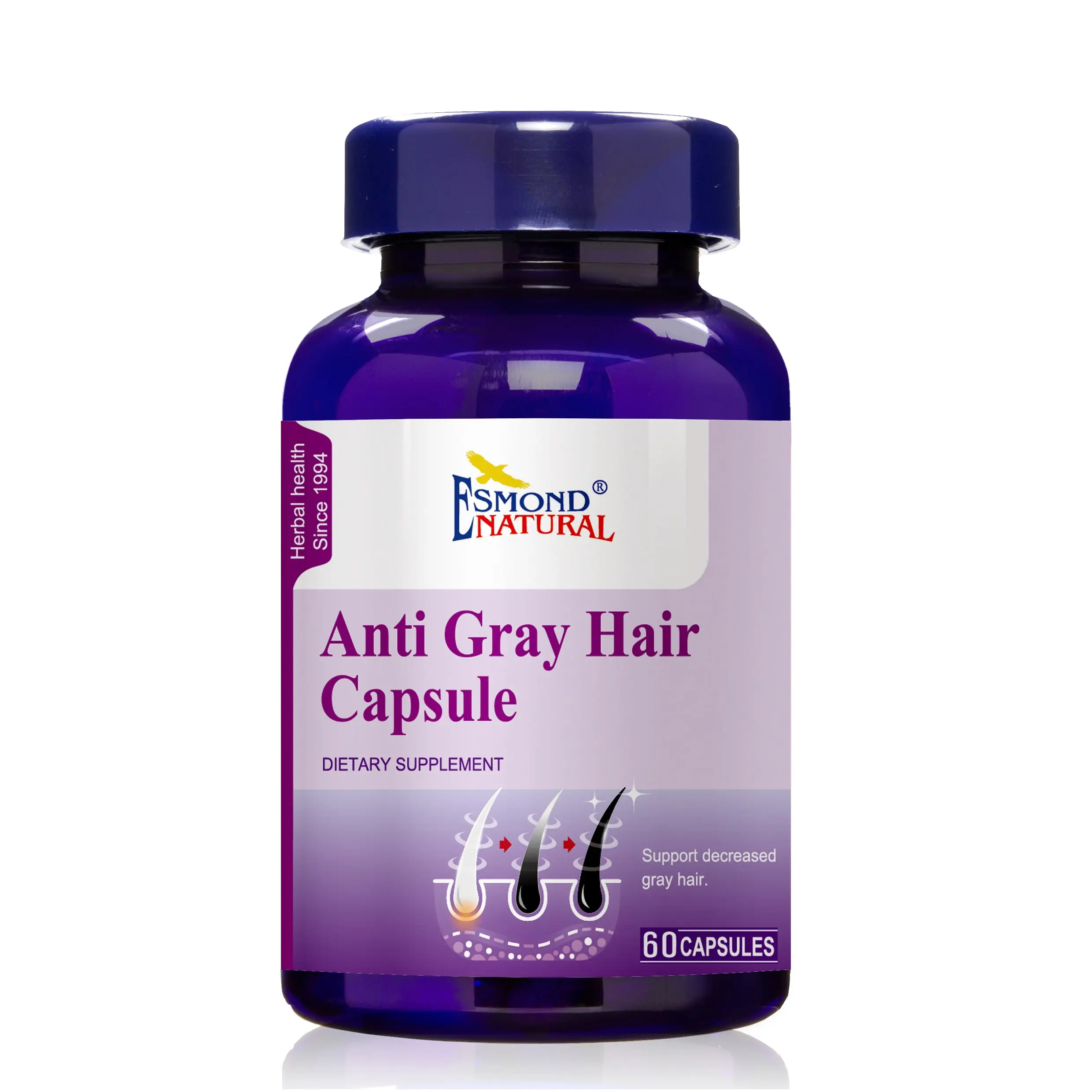 Anti Gray Hair Capsule Supports in decreasing gray hair Stimulates healthy hair growth USA FDA GMP NPAC-60 Capsules