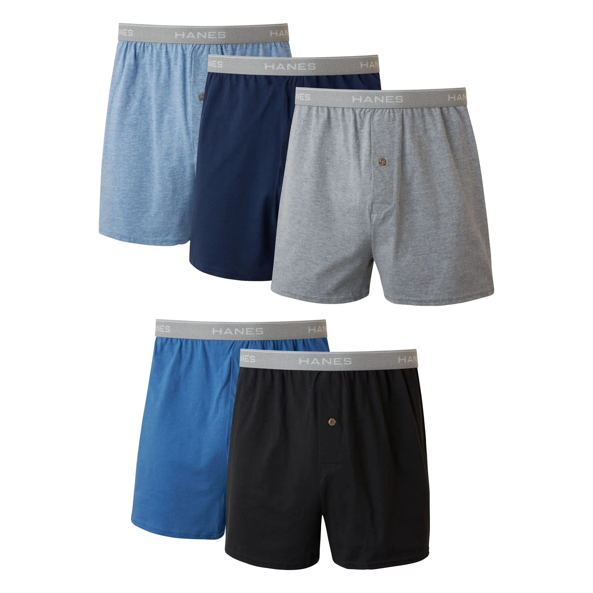 Hanes Pack, 5 Pairs, Cool, & Breathable Cotton Boxers for Men, Moisture-Wicking Underwear