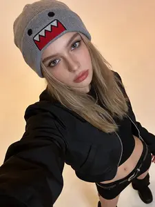 Unisex Cartoon Embroidered Knit Beanie, All-Season Fitted Hat, Streetwear Style, Multi-Color Trendy Cold Weather Cap