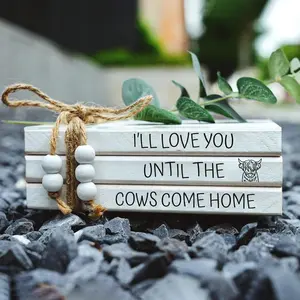 Wooden Book Stack Decor, 1 Set Rustic Wooden Book Shelf Decor, Farmhouse Stack Of Books, Coffee Table Book Decor, Home Decor, Room Decor, Signs