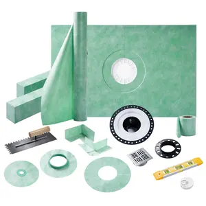 AMERLIFE Shower Curb Kit with Complete Shower Kit- Tray, Curb, Membrane, Seals, Bonding Flange, Corners, Trowel & Level, 48" x 72" Tray, Center Outlet Position