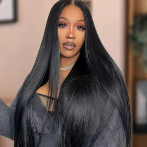 U-TIMES HAIR Glueless Straight Human Hair Lace Front Wig, 7x5 Pre-Plucked Pre-Cut Lace, Straight Cut, Medium Size, Natural Hairline, Ready-to-Go for Women