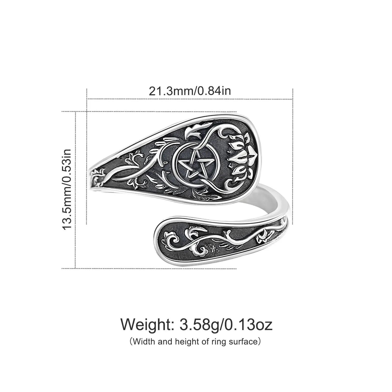 Wicca Pentagram Spoon Ring